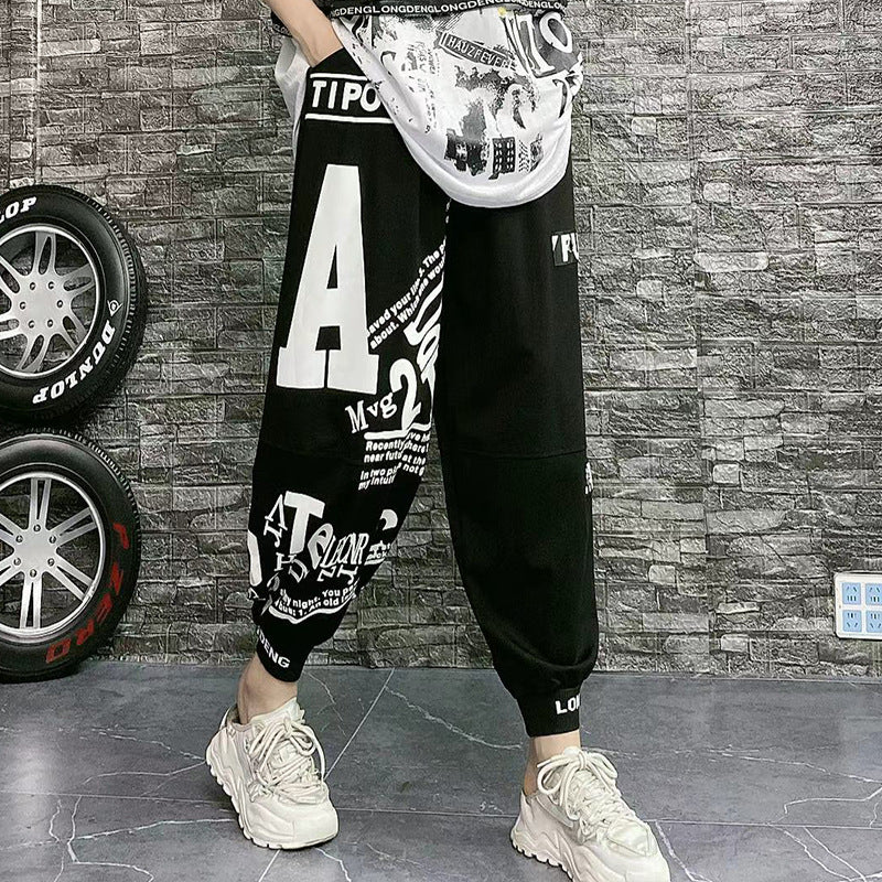 Pantaloni harem lettering oversize in cotone