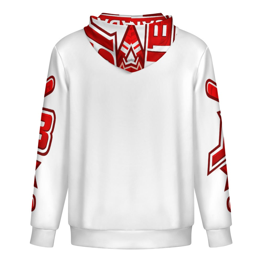 Felpa Uomo JSHUB Canada Ispirata ai NationWinter 2026 – Hoodie Bianca con Inserti Rossi