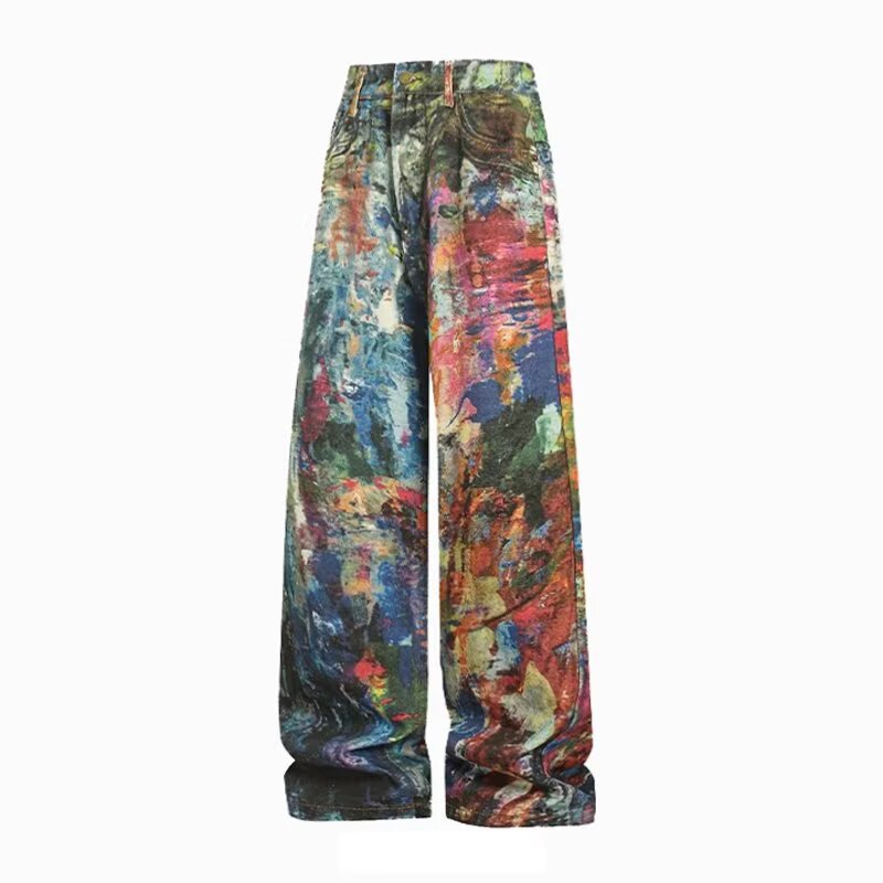Jeans denim lavaggio inchiostro pittura a olio