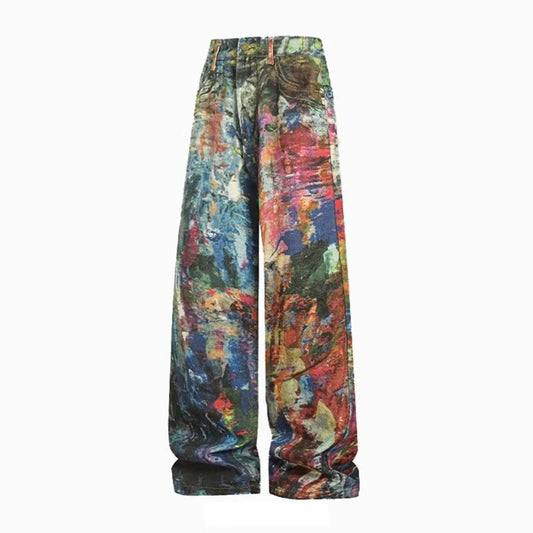 Jeans denim lavaggio inchiostro pittura a olio