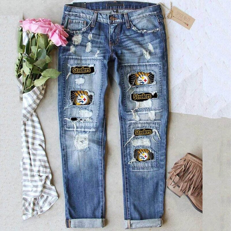 jeans street color splicing dritti
