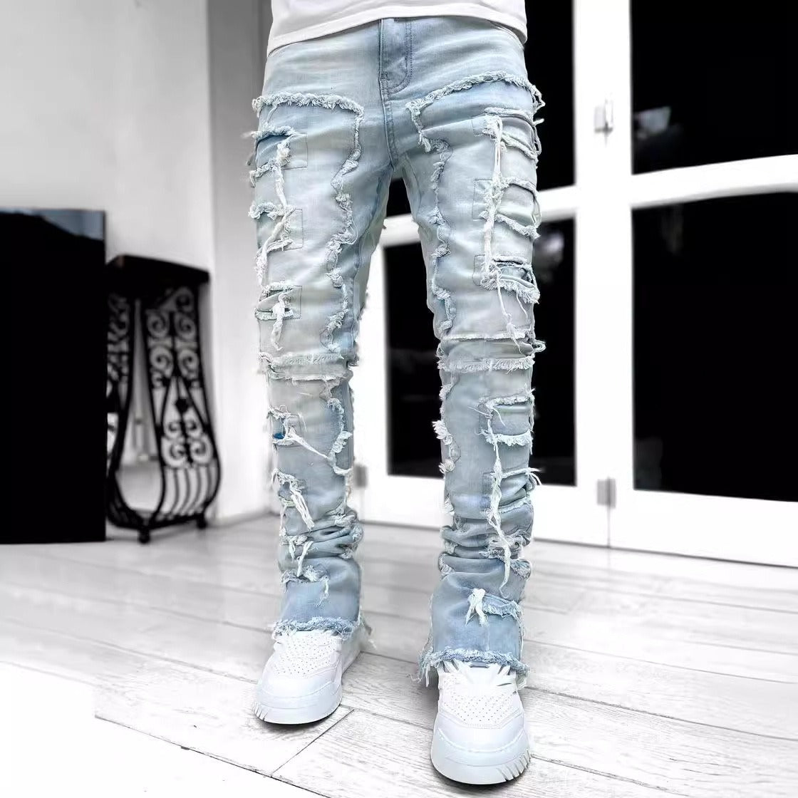 Jeans Denim Patch Elasticizzati