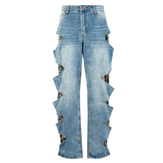 Jeans Camouflage Two-Tone Loose