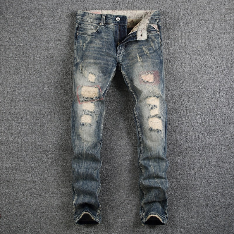 jeans biker slim fit strappati streetwear