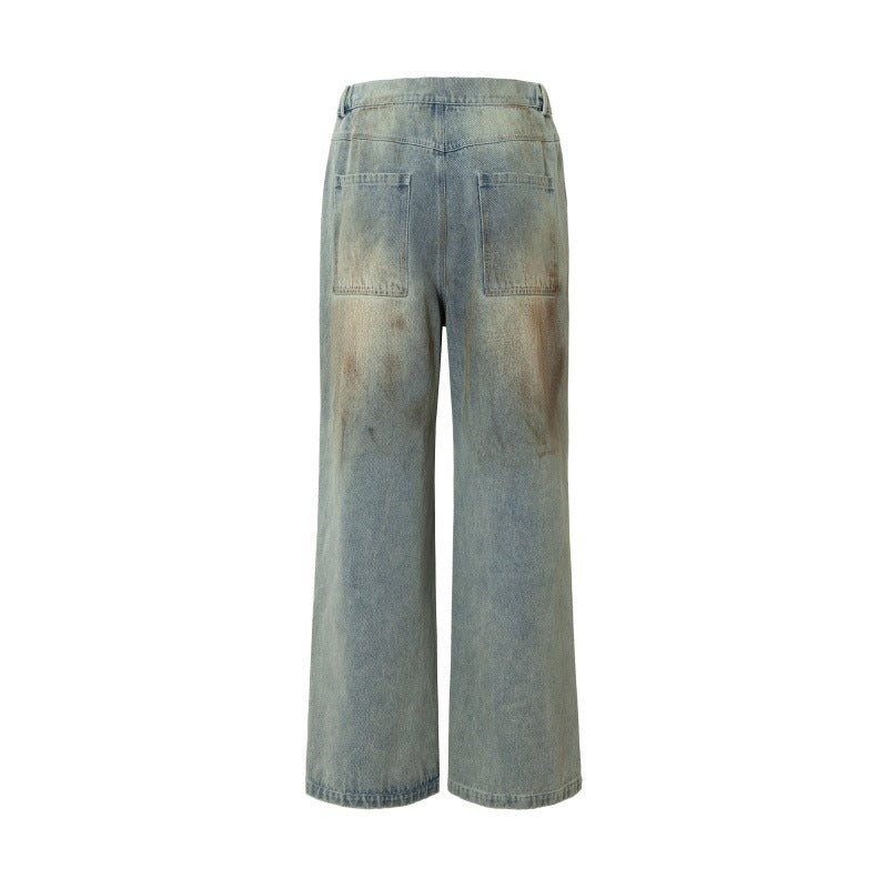 Jeans loose lavaggio ossidato spruzzato