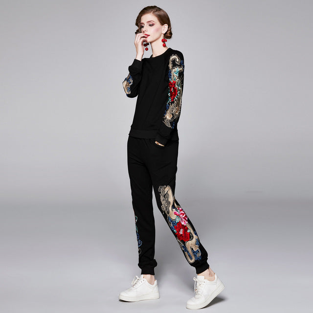 Tuta Bloom Stitch Set – Maglia Ricamata + Jogger Casual