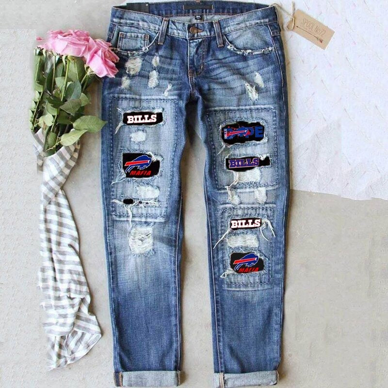 jeans street color splicing dritti