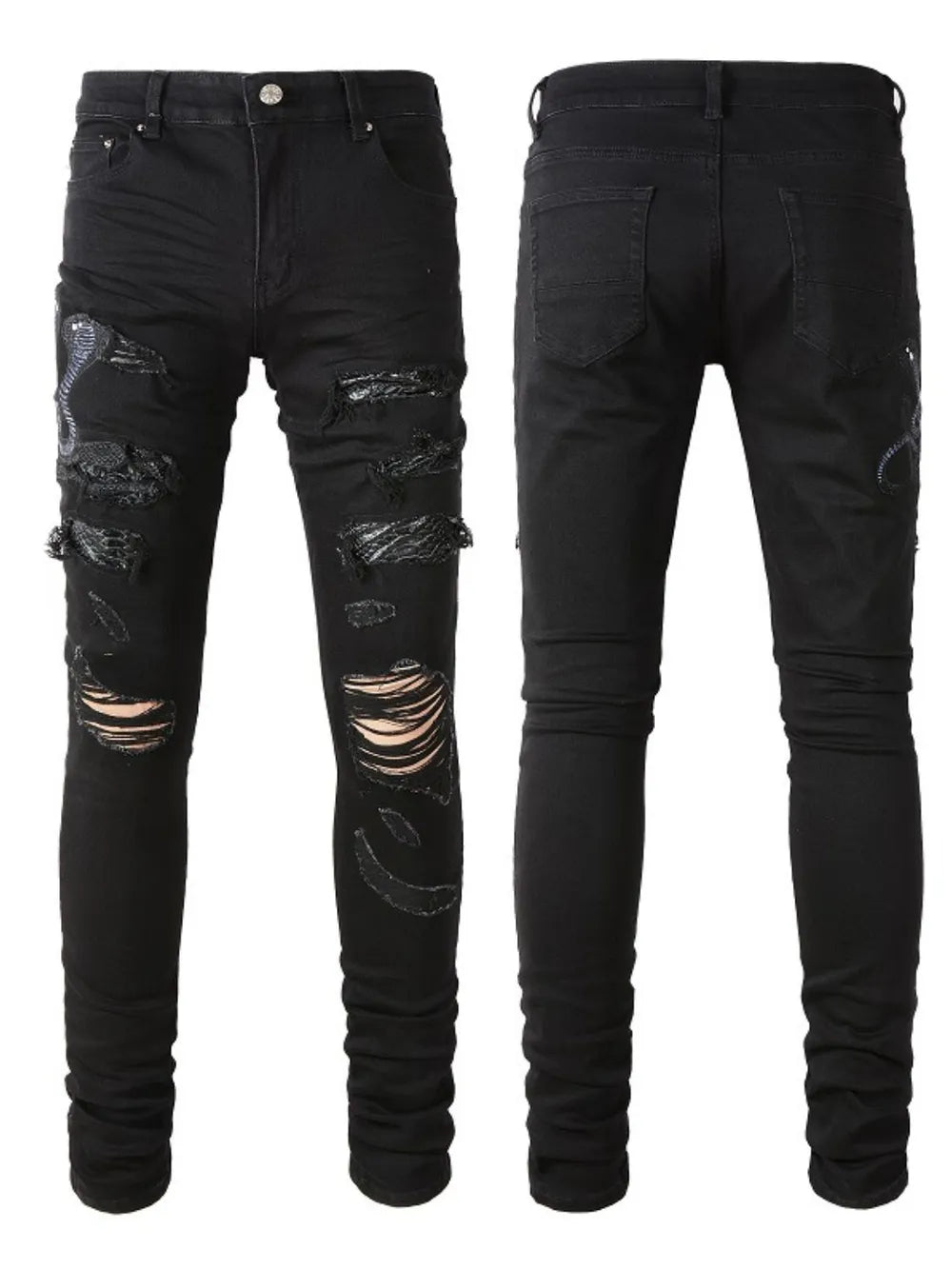 Jeans Slim Serpente Ricamato