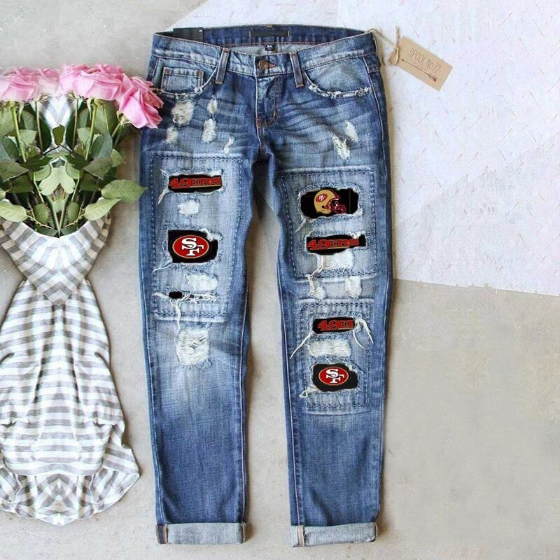 jeans street color splicing dritti