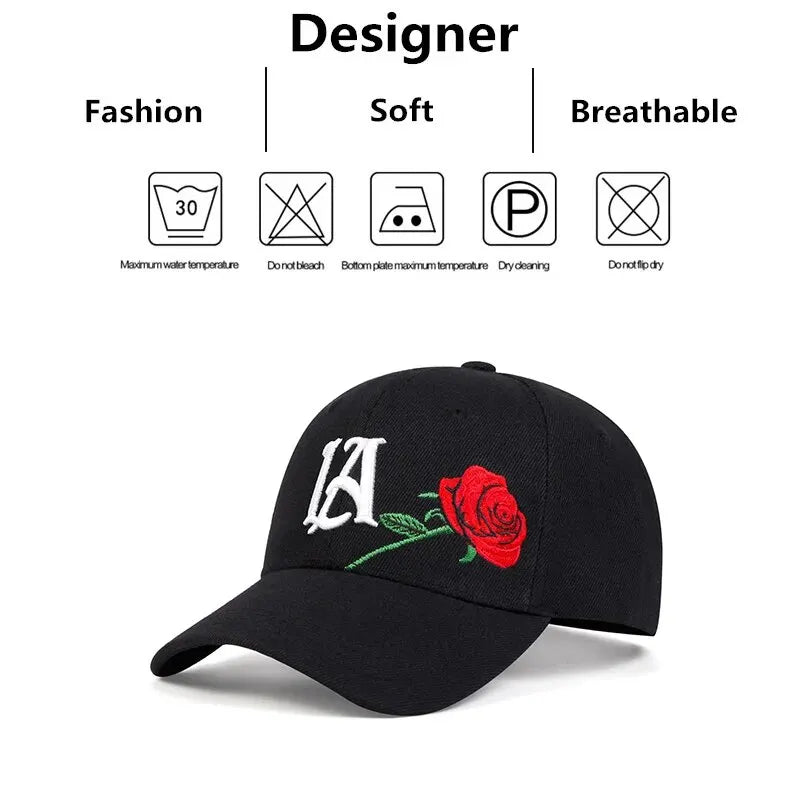 Cappello LA Rose – Berretto Ricamato con Visiera Estesa