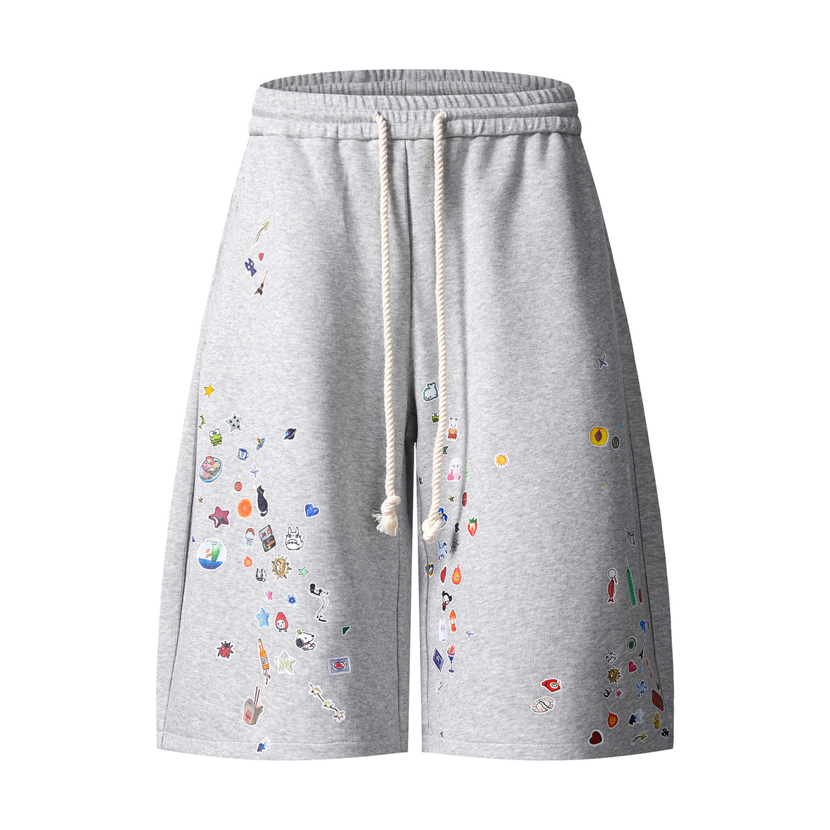 Bermuda “Toon Bloom” stampa cartoon retro fit largo