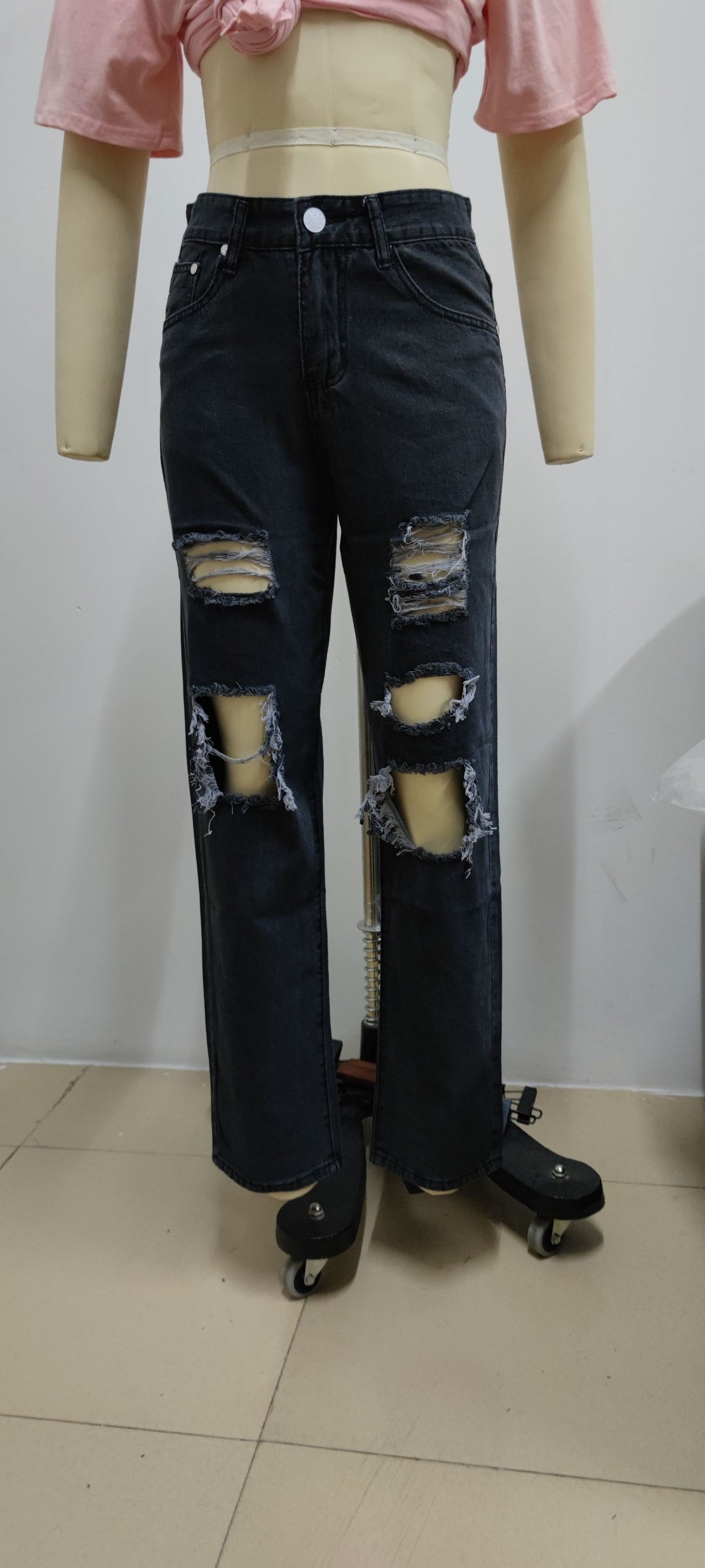 jeans strappati wide leg