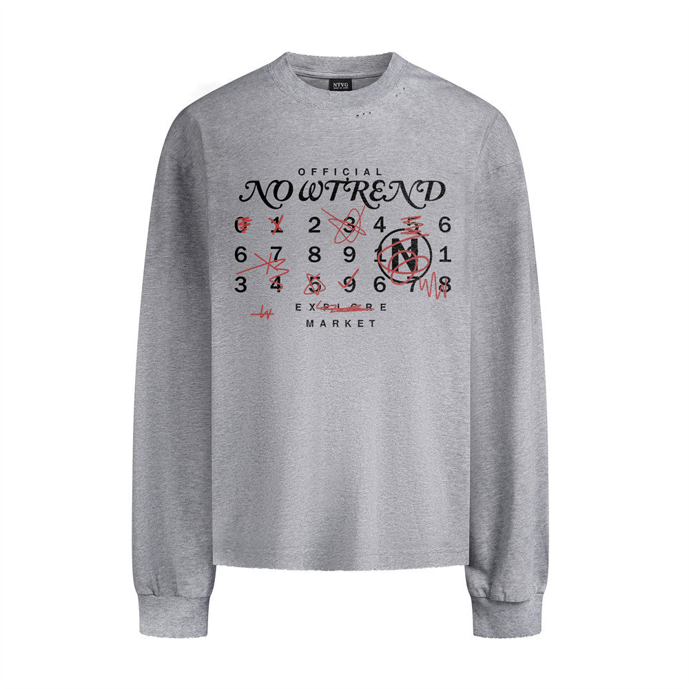 T Shirt Uomo Streetwear Manica Lunga Loose Fit Grafica Nowtrend