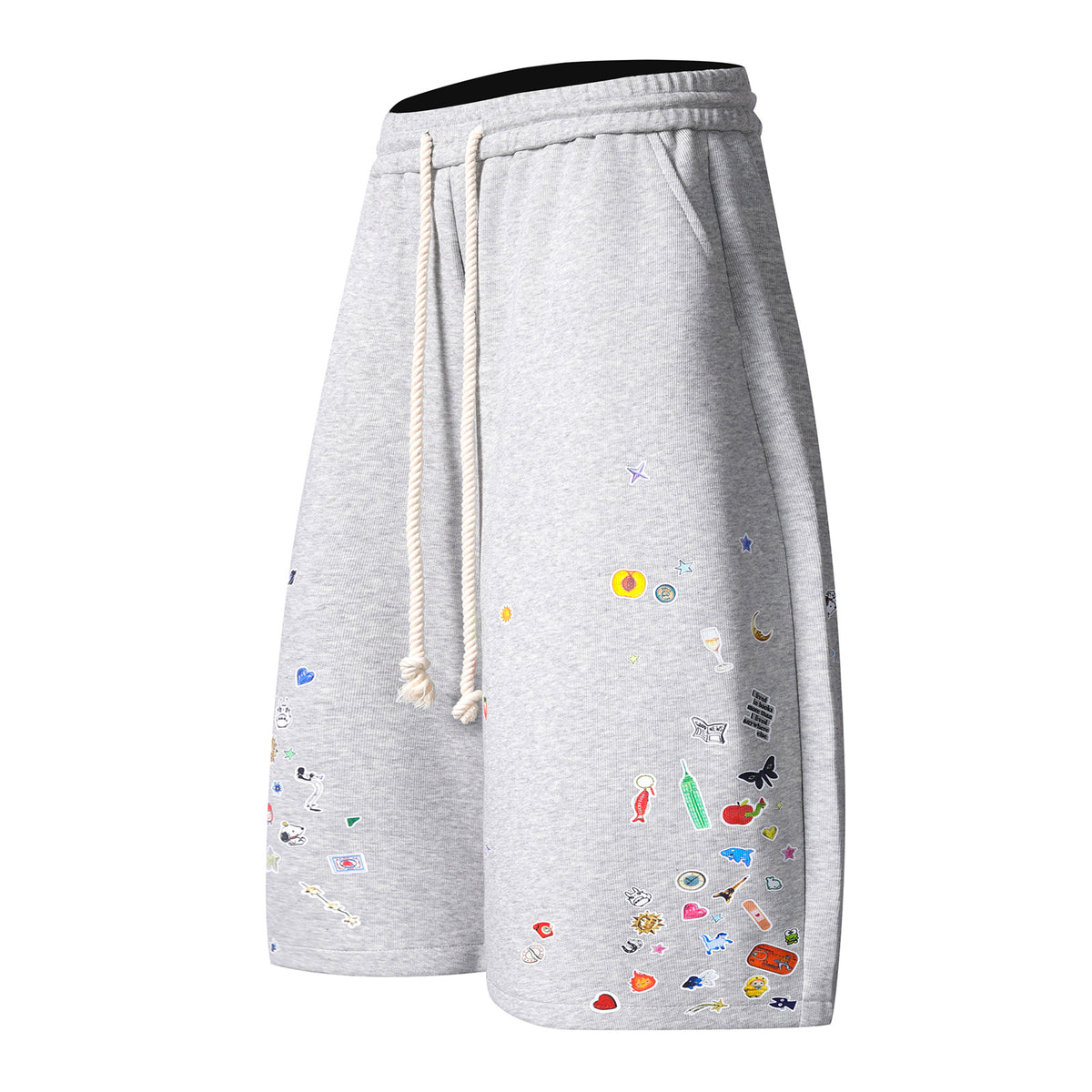 Bermuda “Toon Bloom” stampa cartoon retro fit largo