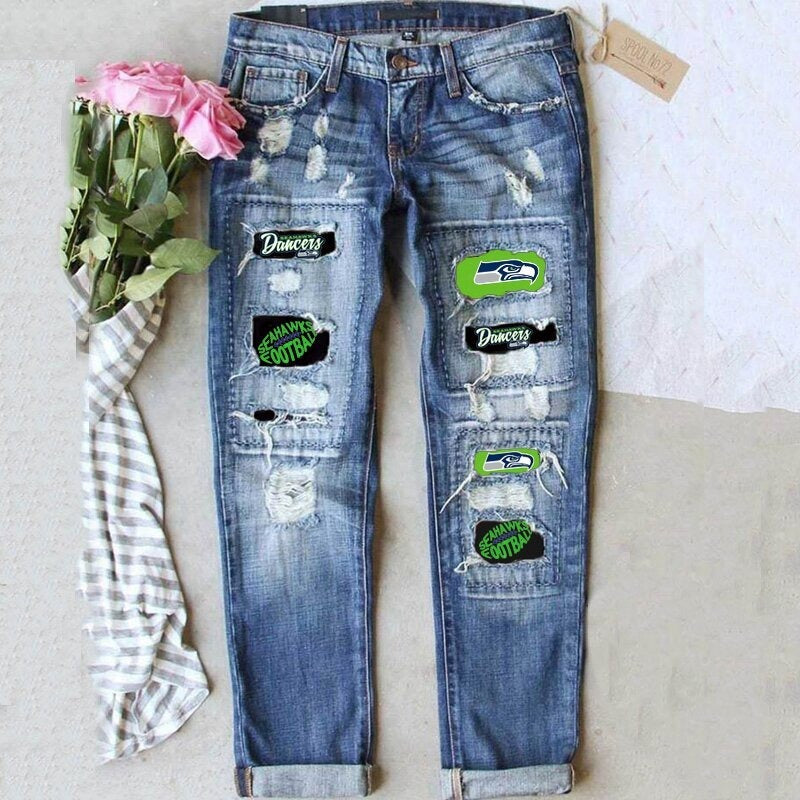 jeans street color splicing dritti