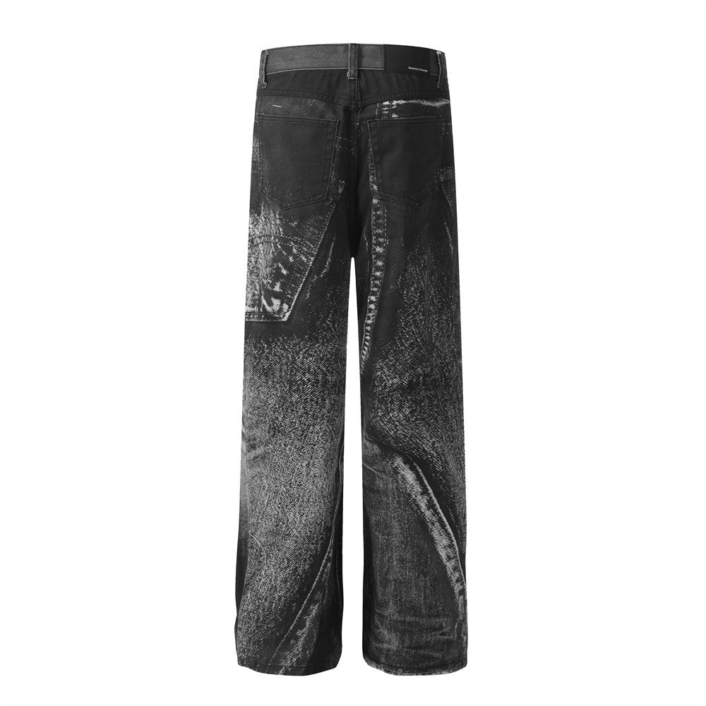 Jeans Uomo Punk Shadow Straight Fit Neri Denim