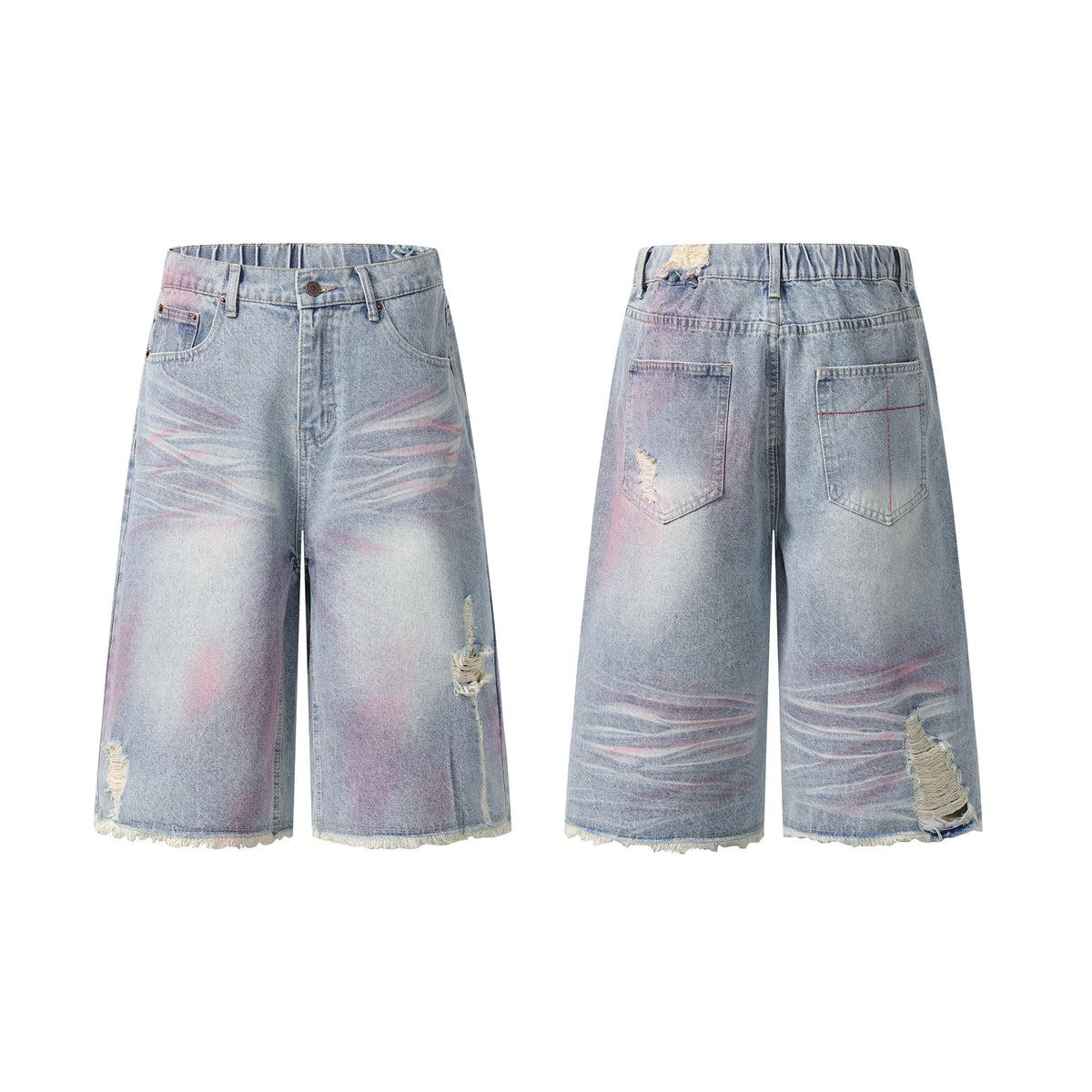 Bermuda “Fray District” denim 7/8 distressed