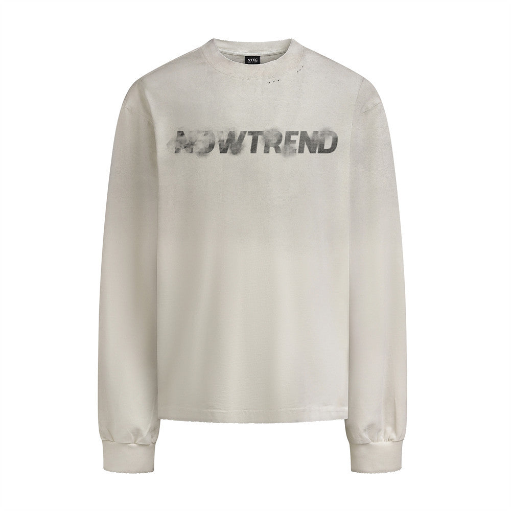 T Shirt Uomo Streetwear Manica Lunga Loose Fit con Stampa Lettere
