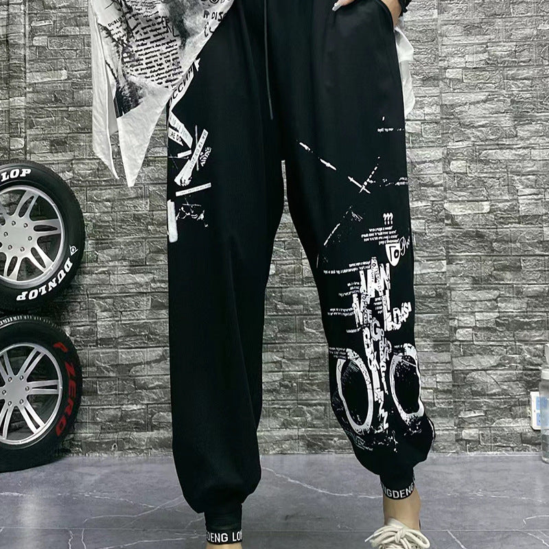 pantaloni harem stampa 3D streetwear in cotone
