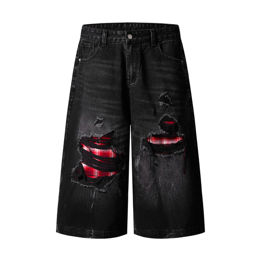 Bermuda “Block Fade” jeans distressed colorblock loose fit