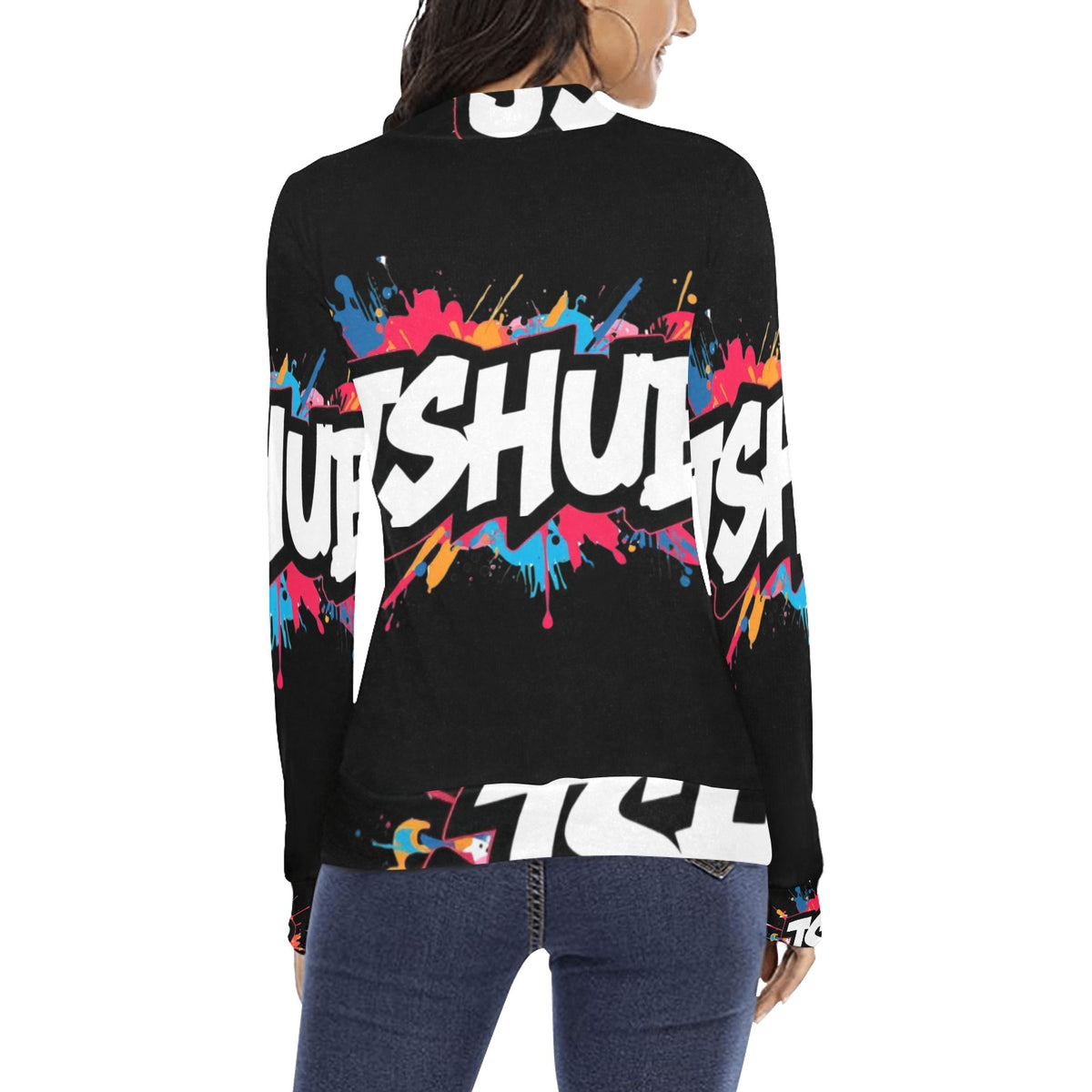 Maglione a collo alto da donna H43 con stampa all-over elegante e confortevole