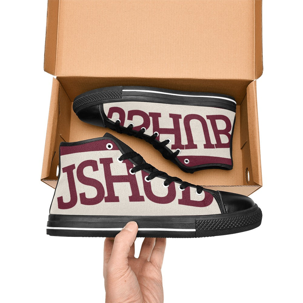 Sneakers alta donna JSHUB in tela bianca stile anni 50