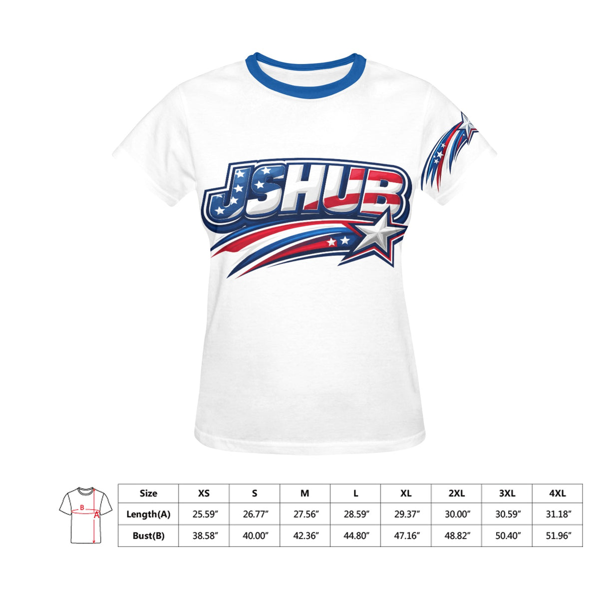 T Shirt USA Donna Bianca JSHUB Nation Winter 2026 Streetwear All Over