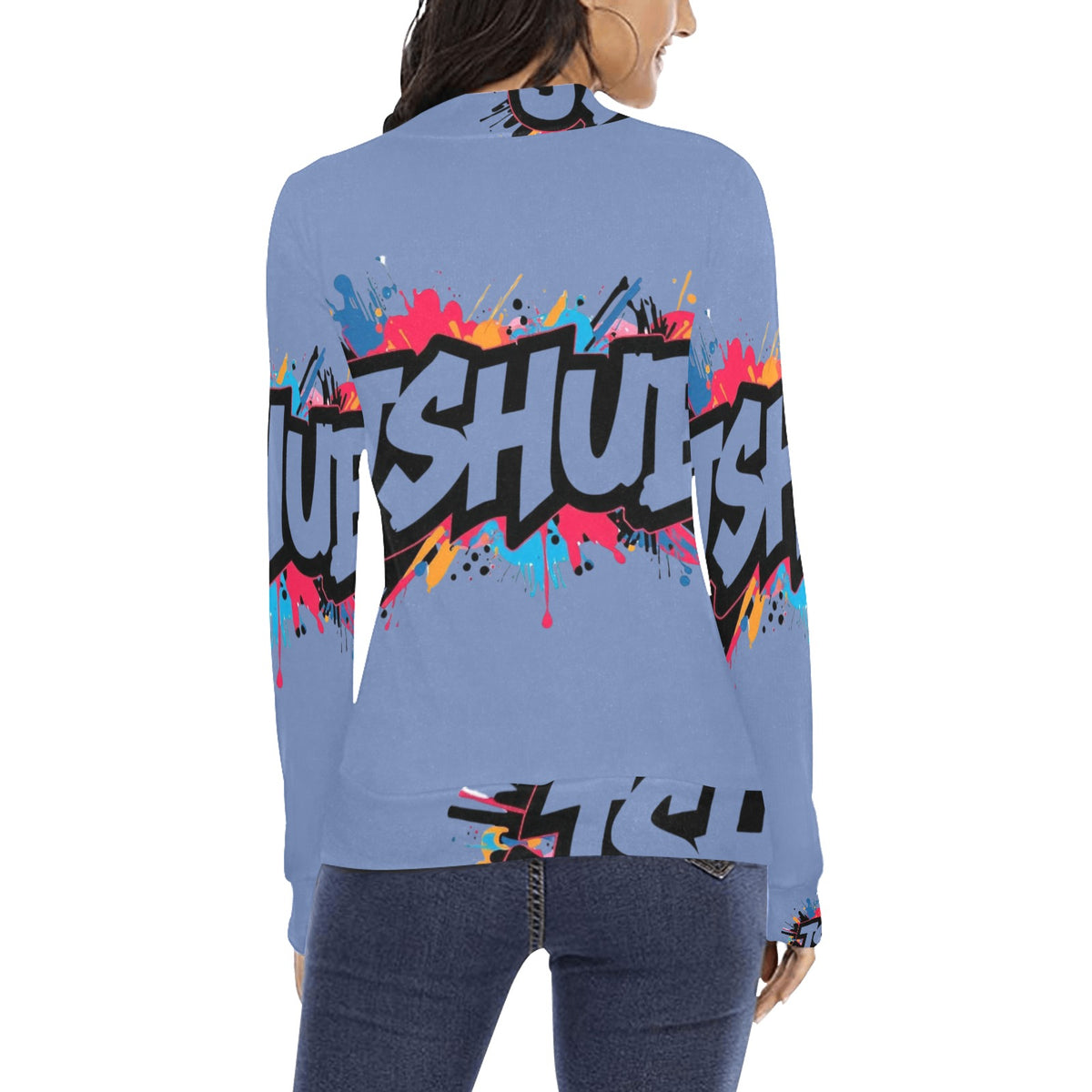 Maglione a collo alto da donna H43 con stampa all-over elegante e confortevole