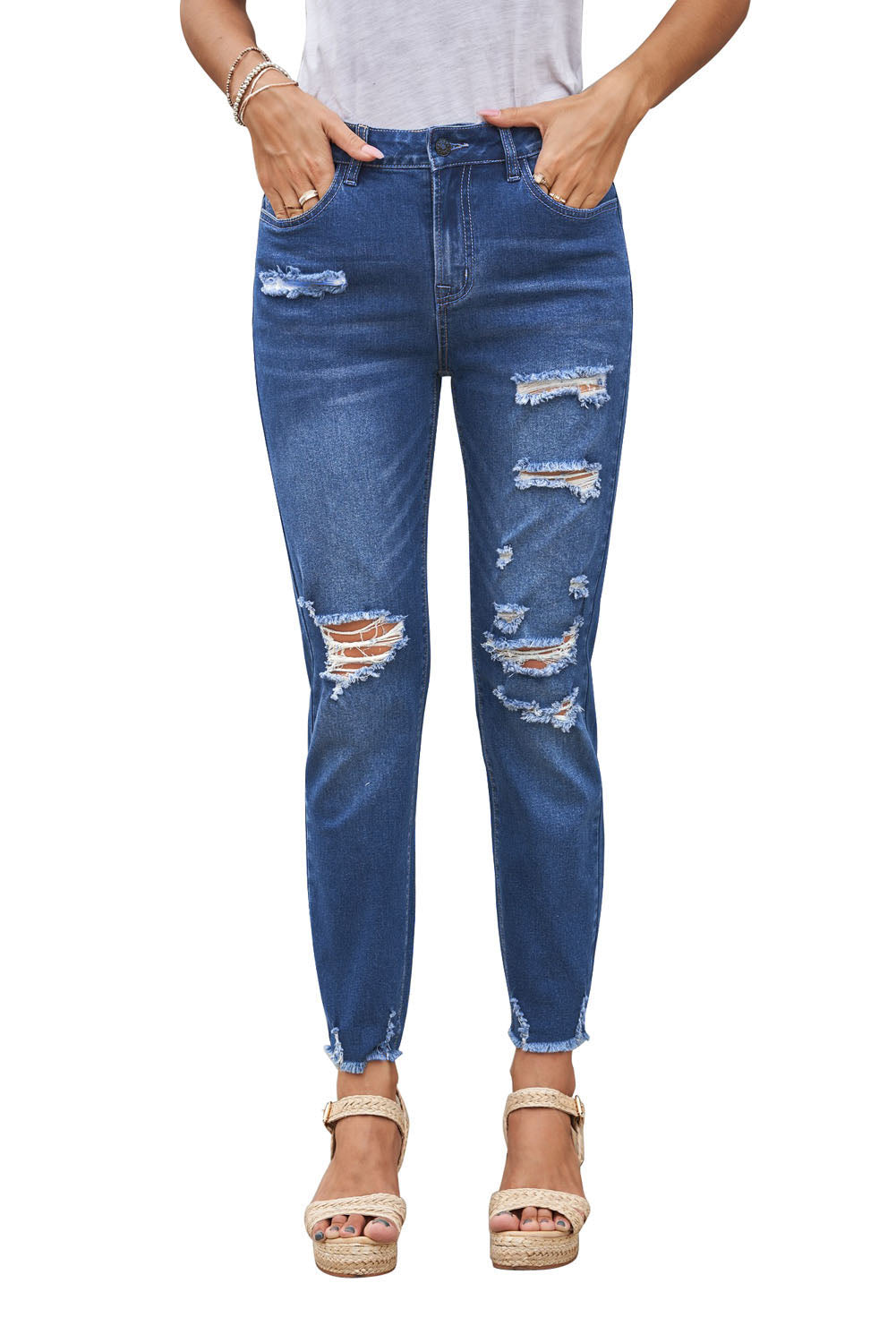 Jeans Boyfriend Distressed Nero