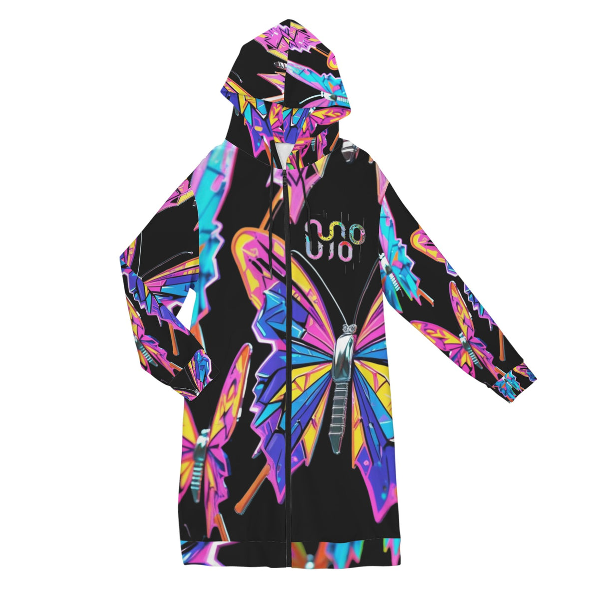 Giacca felpa donna con cappuccio e zip Wings of Noise stampa all-over – 10 varianti colore