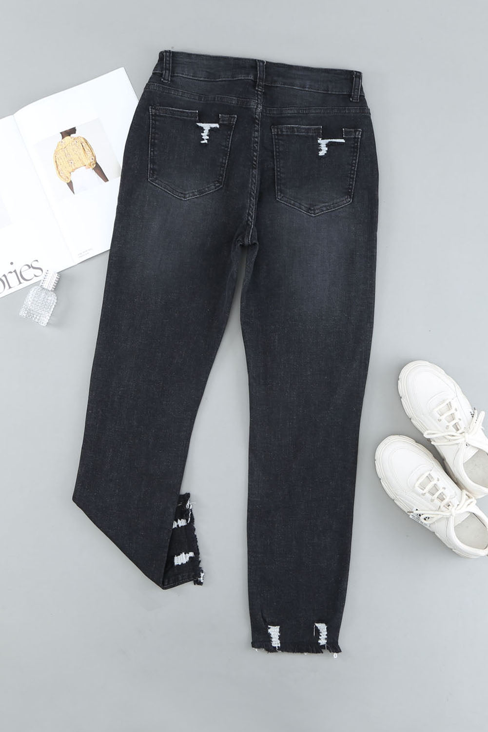 Jeans Boyfriend Distressed Nero