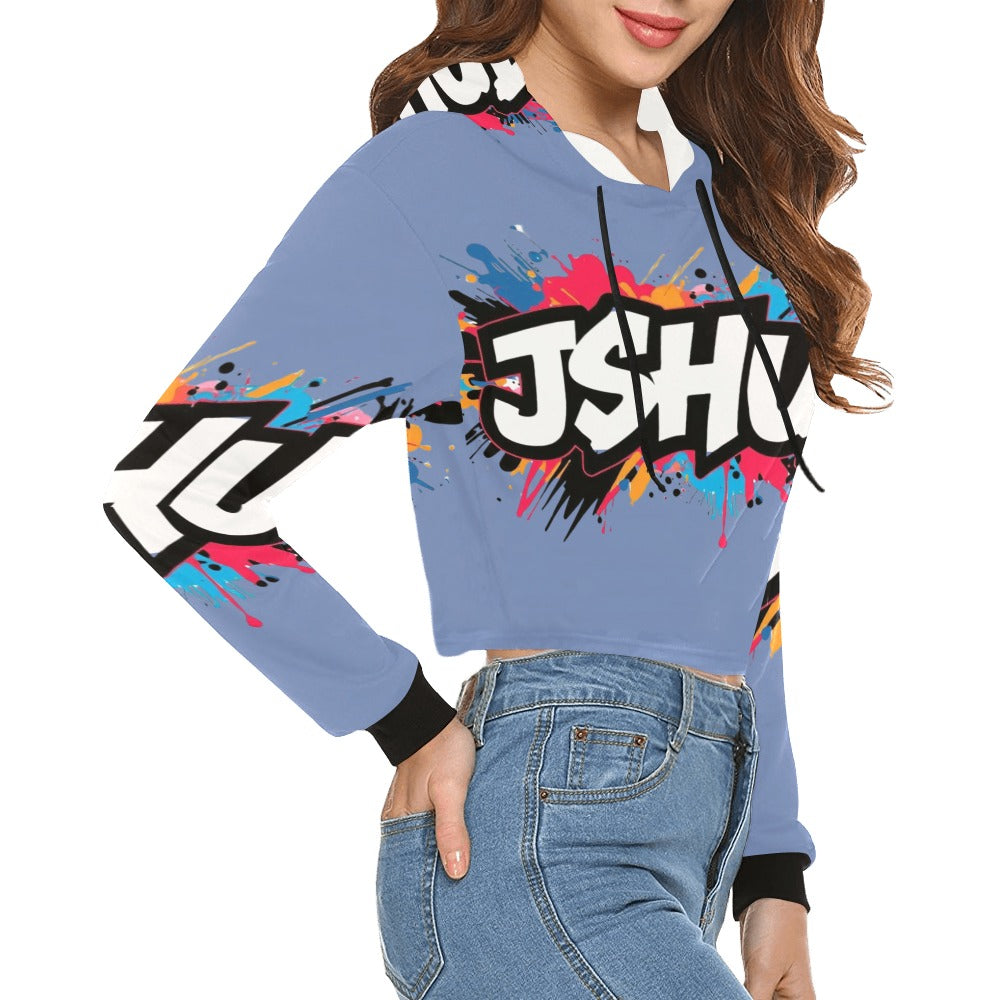 Felpa Corta con Cappuccio da Donna – Stampa All Over JSHub