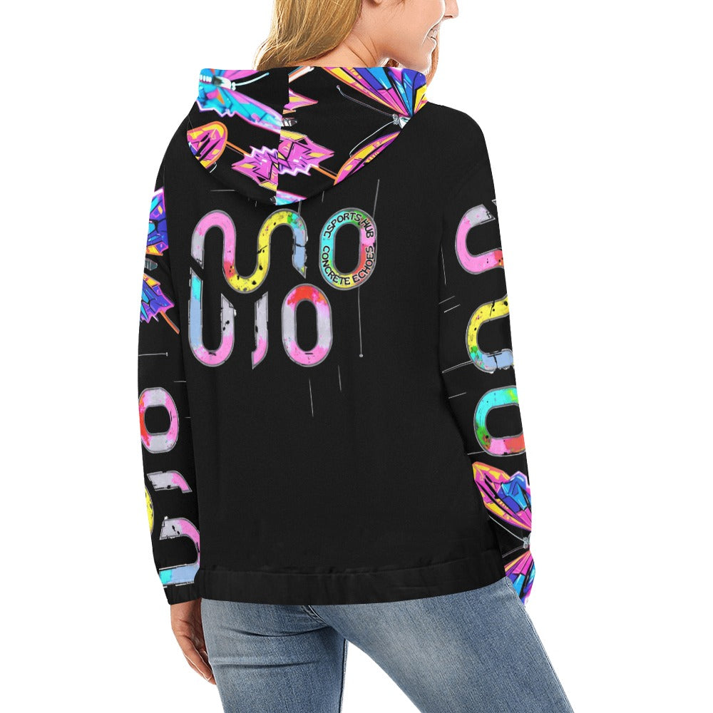 Felpa donna Wings of Noise con cappuccio small tech over – 10 varianti colore