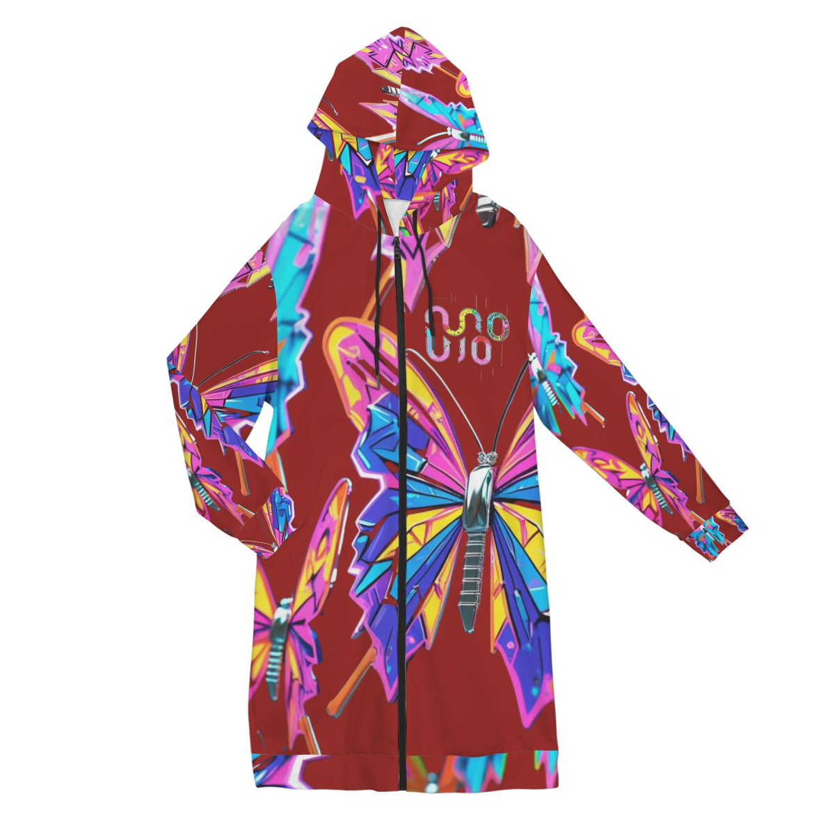 Giacca felpa donna con cappuccio e zip Wings of Noise stampa all-over – 10 varianti colore