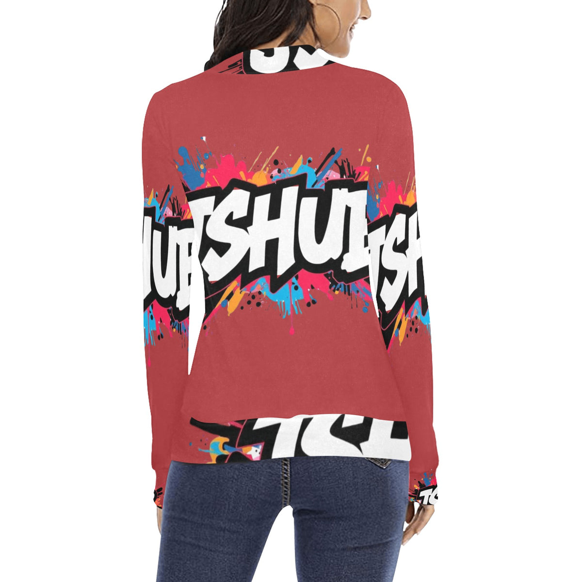 Maglione a collo alto da donna H43 con stampa all-over elegante e confortevole