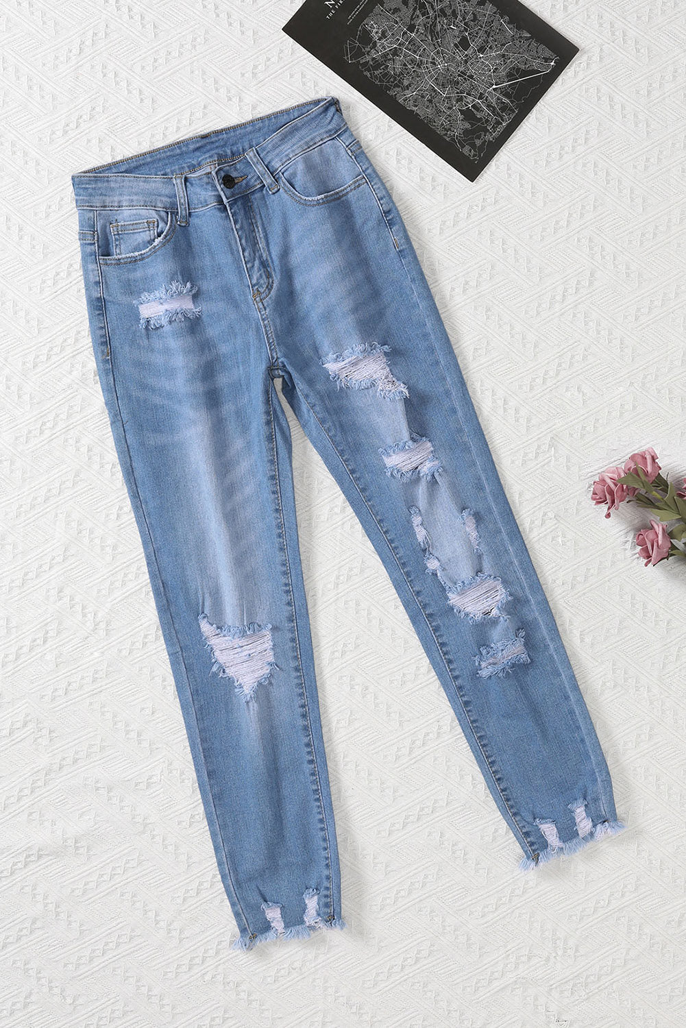 Jeans Boyfriend Distressed Nero