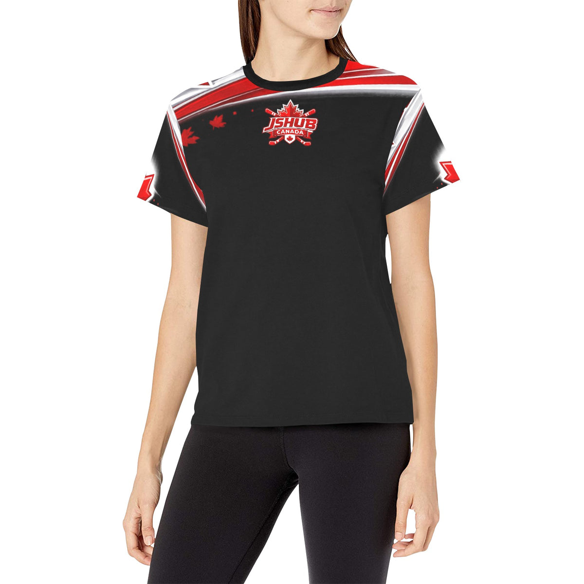 T-shirt Donna JSHUB Canada Ispirata ai NationWinter 2026 – Stampa Integrale Sportiva