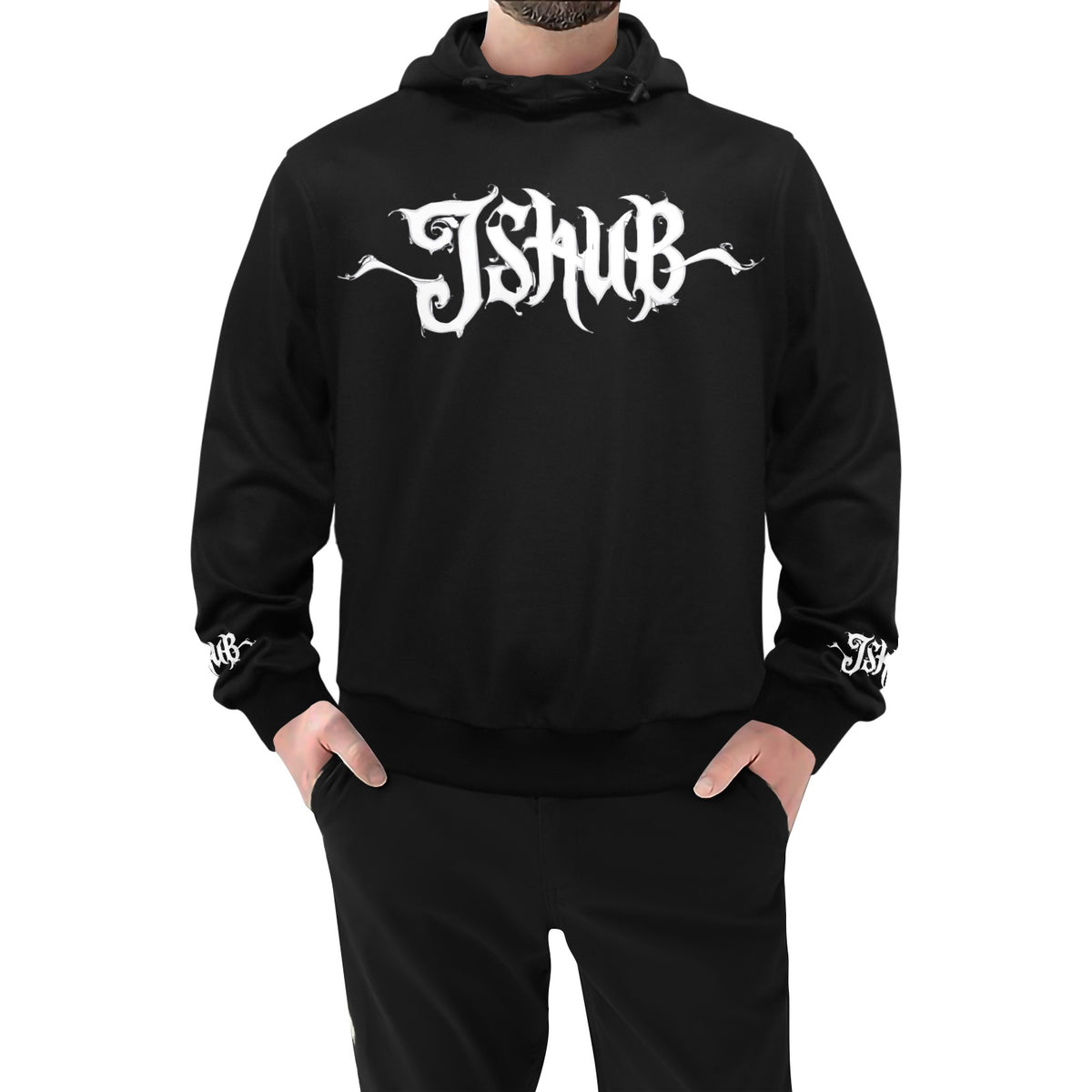 Felpa Uomo JSHUB Signature Monocolore nero Logo Calligrafato