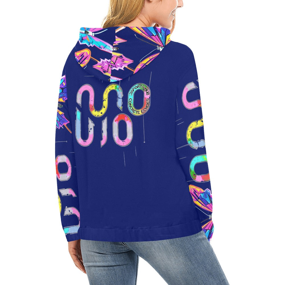 Felpa donna Wings of Noise con cappuccio small tech over – 10 varianti colore
