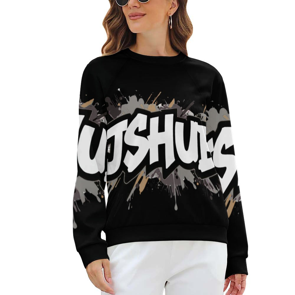 Felpa Donna JSHub Dark Edition – Graffiti Tono su Tono con Scritta Bianca