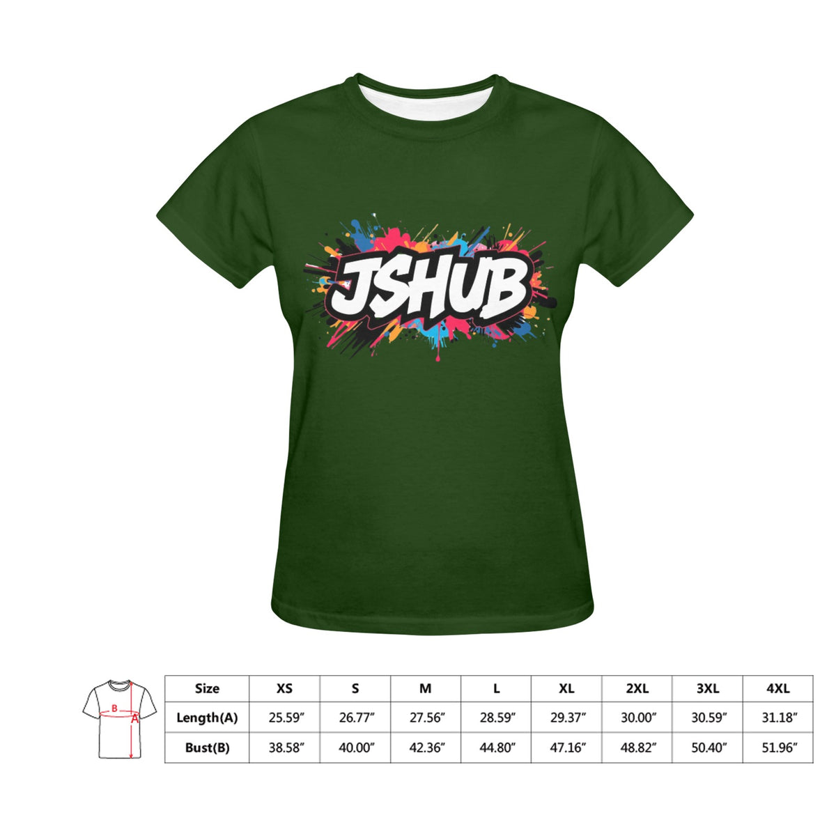 T-shirt Donna JSHub Girocollo Elegante – Stampa All-Over Urban Style