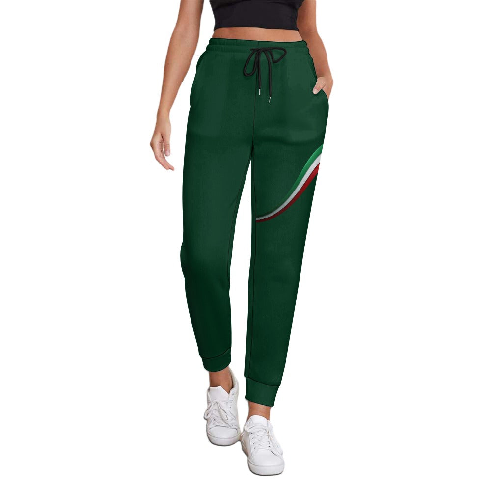 JSHUB Winter Nation Italy Edition – Pantaloni Donna Sportivi Verde Scuro con Inserto Tricolore