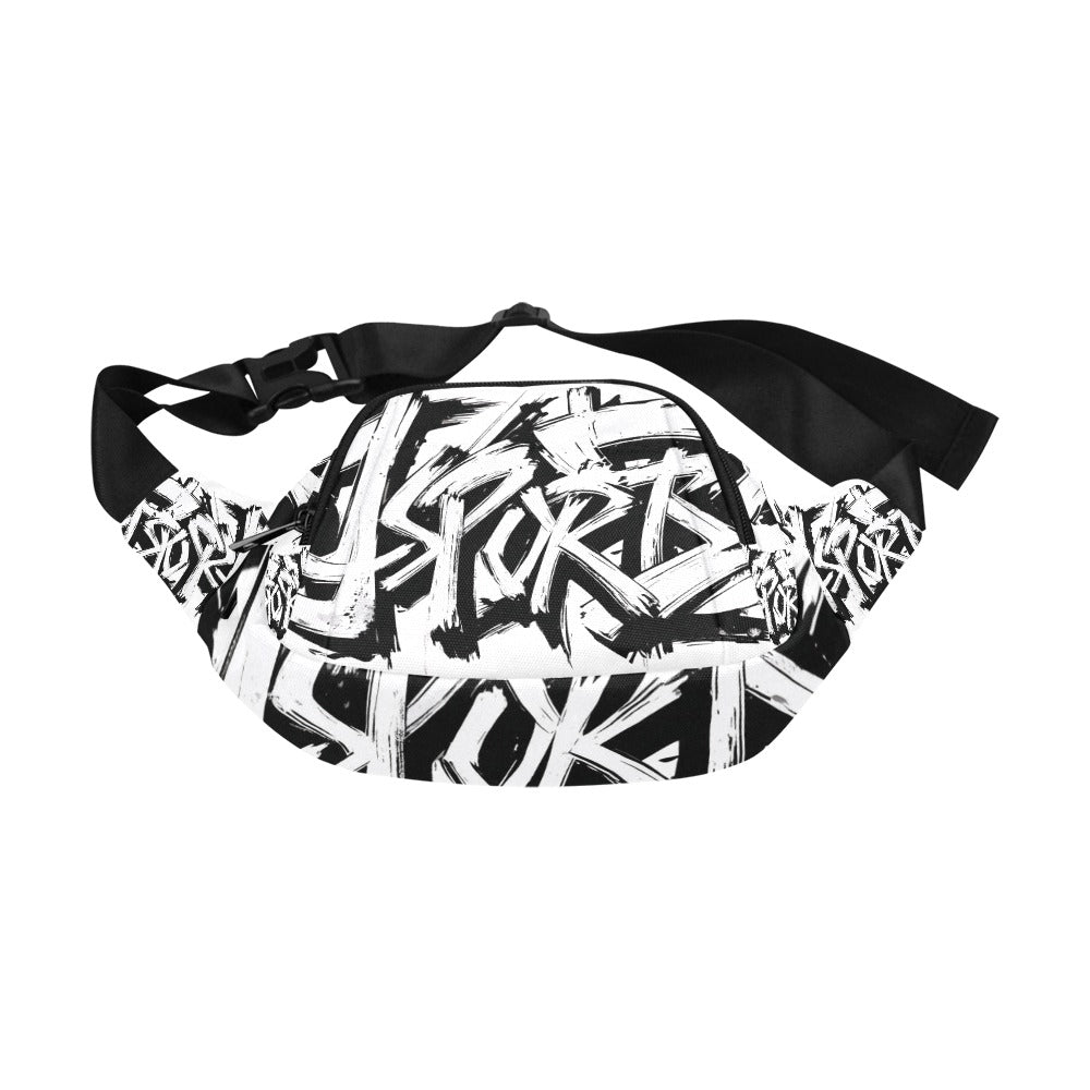 Marsupio unisex “Momo JSPORTS” – Fondo bianco con scritta JSPORTS all-over
