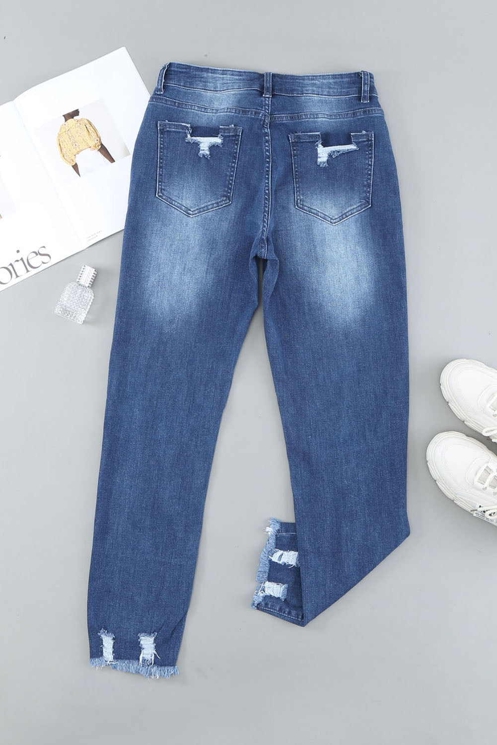 Jeans Boyfriend Distressed Nero