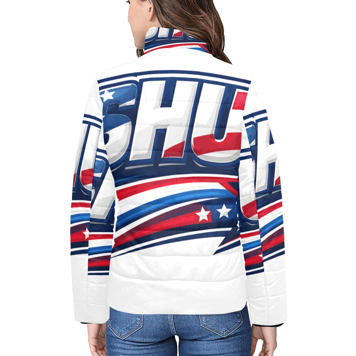 Giubbotto USA Donna Bianco JSHUB Nation Winter 2026 Bomber Imbottito