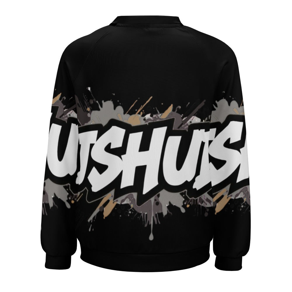 Felpa Donna JSHub Dark Edition – Graffiti Tono su Tono con Scritta Bianca