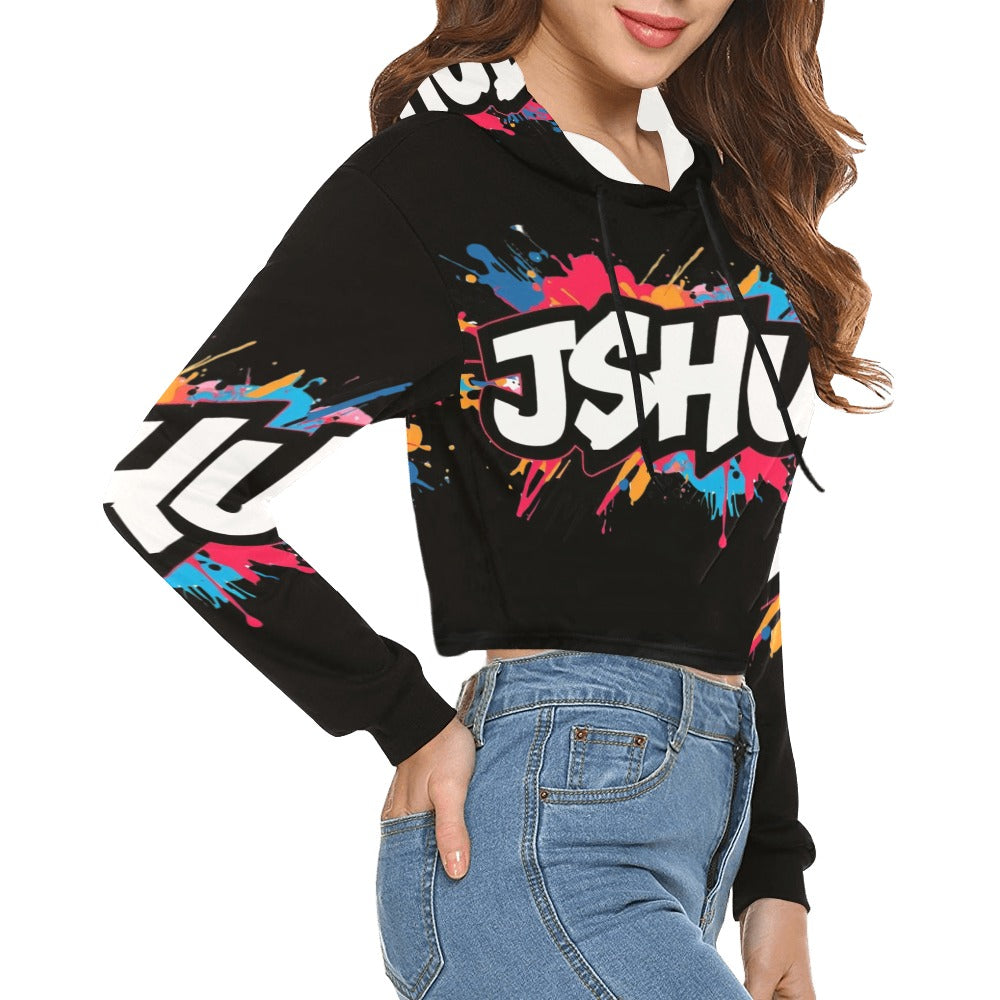 Felpa Corta con Cappuccio da Donna – Stampa All Over JSHub