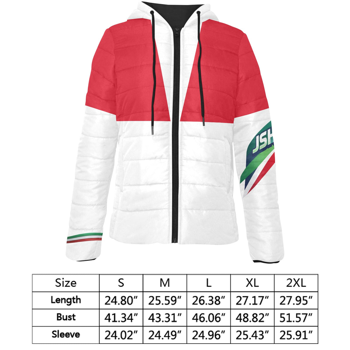 JSHUB Winter Nation Italy Edition – Giubbotto Piumino Donna Bianco e Rosso