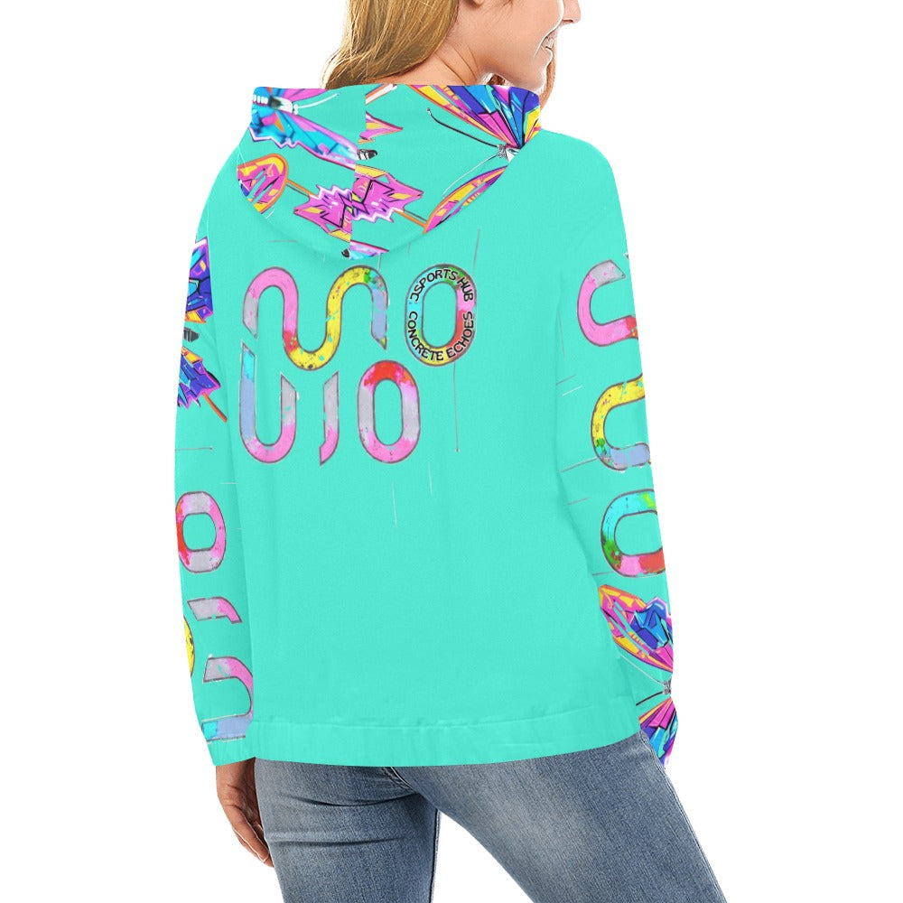 Felpa donna Wings of Noise con cappuccio small tech over – 10 varianti colore