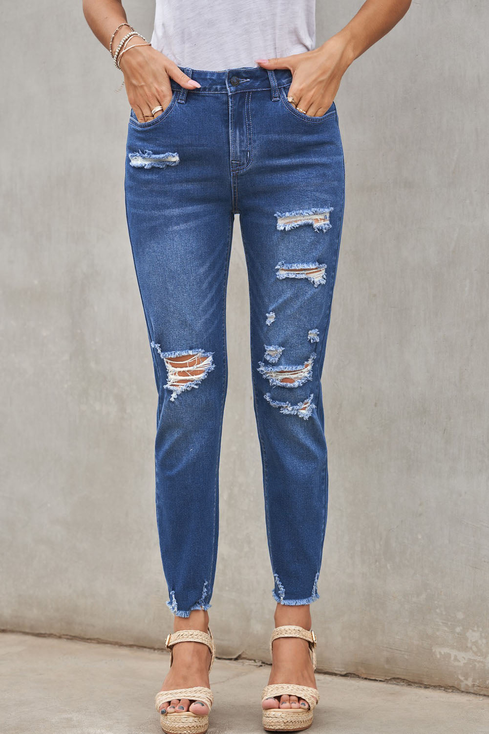 Jeans Boyfriend Distressed Nero